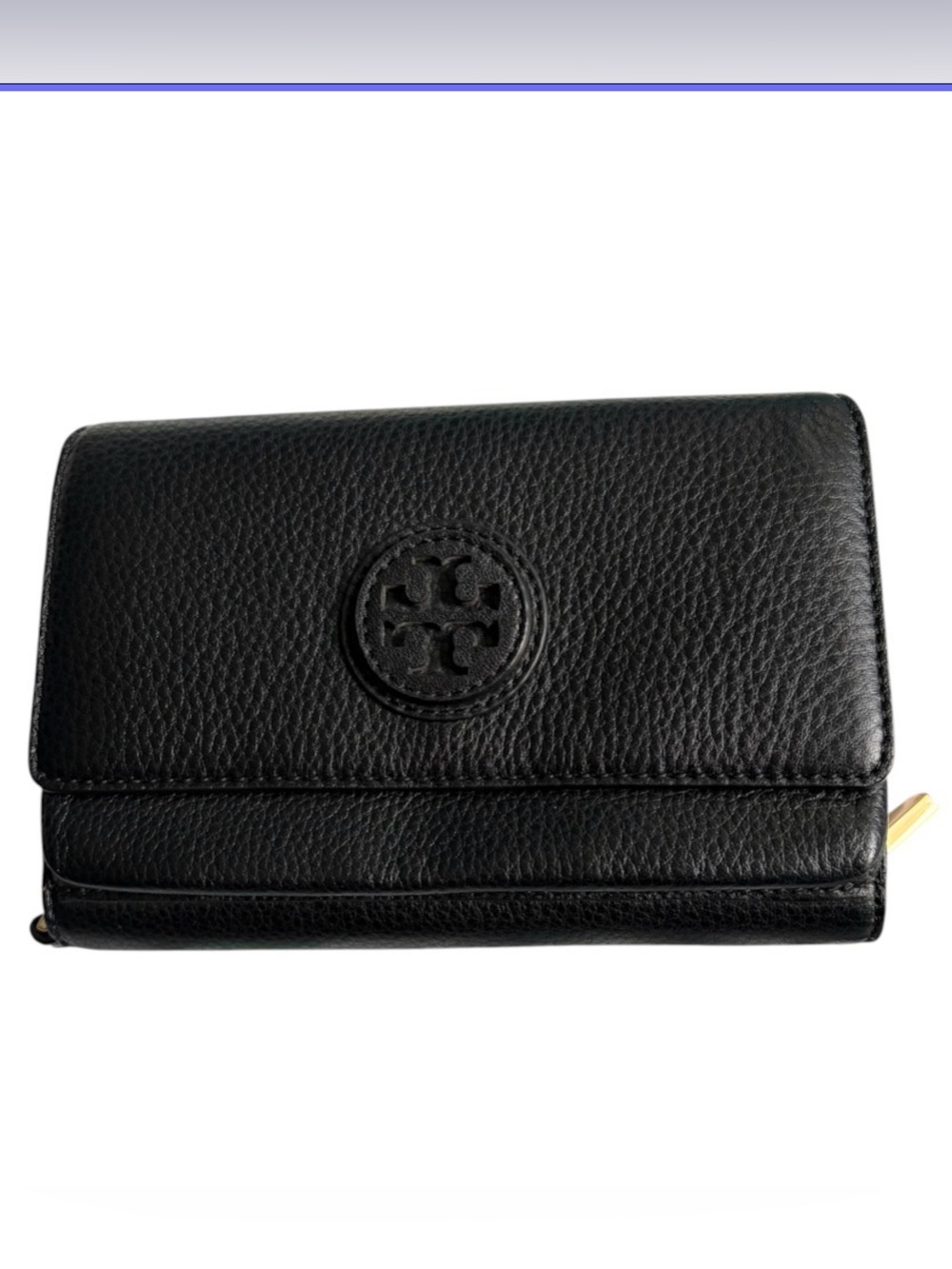 Tory Burch Marion Pebbled Leather Smartphone Wristlet Wallet Black